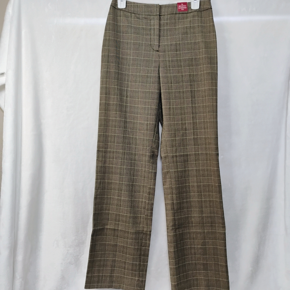 212 Collection Classic Slimming Fit Womens 2‎  Gray Brown Plaid Pants NEW NEW F - Picture 2 of 6